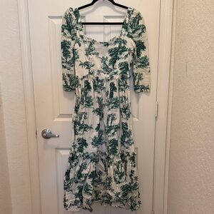 Cara Cara Green and White Midi Dress